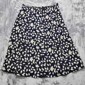 Vintage 90s Segue Skirt Women 2X Blue Tan Floral Faux Button Front Midi Back Zip